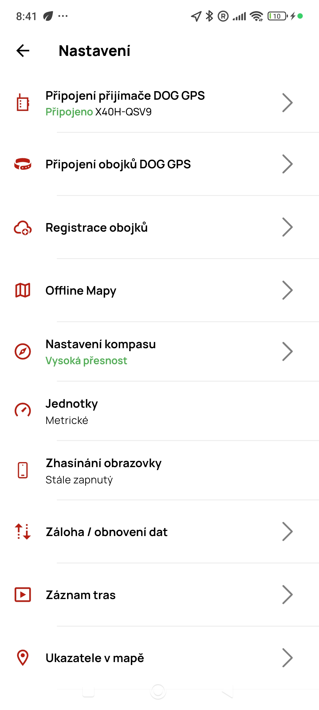 Trasové body v aplikaci